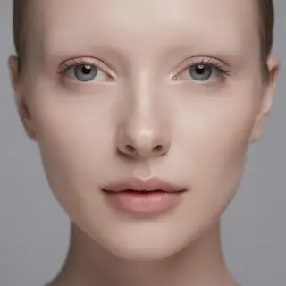 A human face with eyes, nose, and mouth but no eyebrows