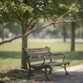 A bird perched on a branch, the branch extending from a tree