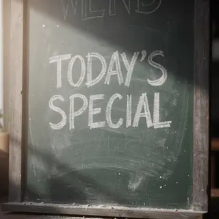 The phrase 'TODAY'S SPECIAL' written in white chalk on a dar