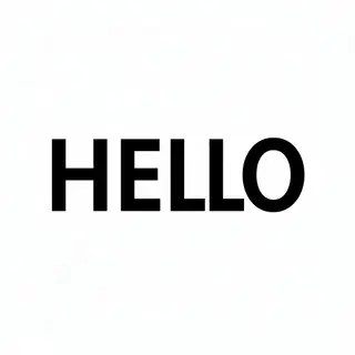 A single large word 'HELLO' centered on a white background