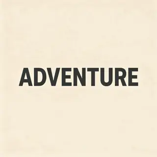 The word 'ADVENTURE' in big bold letters centered on a plain