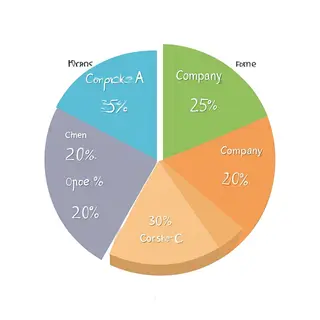 A pie chart showing market share: Company A 35%, Company B 2