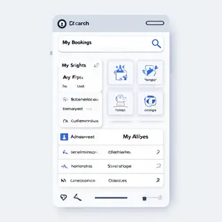 A mobile app UI mockup showing a dashboard with a top naviga