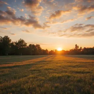 A landscape photograph bathed in golden hour light — long wa