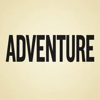 The word 'ADVENTURE' in big bold letters centered on a plain