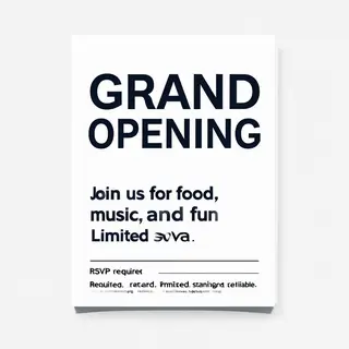 A flyer with large title 'GRAND OPENING', subtitle 'Join us 