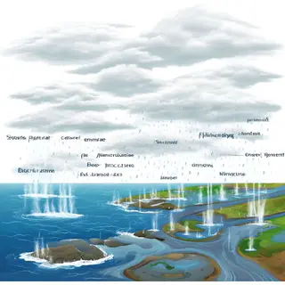 A detailed diagram of the water cycle showing evaporation fr