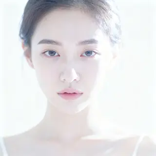 A high-key portrait of a person against a bright white backg