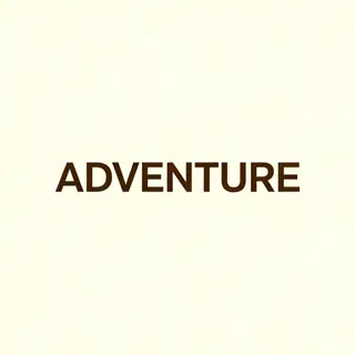 The word 'ADVENTURE' in big bold letters centered on a plain