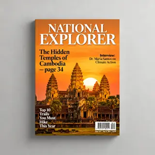 A magazine cover titled 'NATIONAL EXPLORER' with cover lines