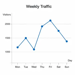 A simple line graph showing daily website visitors over one 