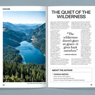 A magazine double-page spread with a left page containing a 