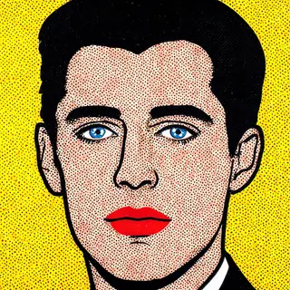 A portrait of a man in Pop Art style — bold outlines, Ben-Da
