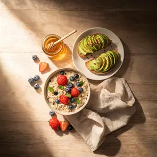 A food photograph shot from above at 35mm f/2.8 with natural