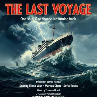A vintage movie poster for 'THE LAST VOYAGE' featuring a tag