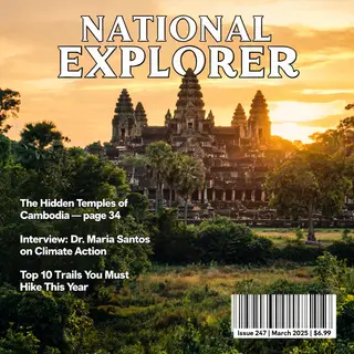 A magazine cover titled 'NATIONAL EXPLORER' with cover lines