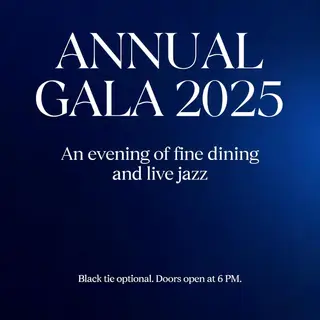 An event banner with headline 'ANNUAL GALA 2025' at the top 