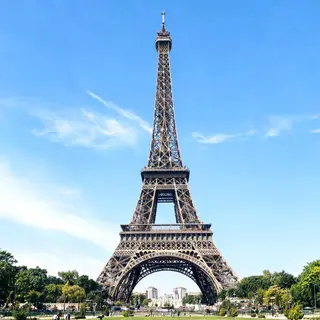 The Eiffel Tower in Paris on a clear day, architecturally ac