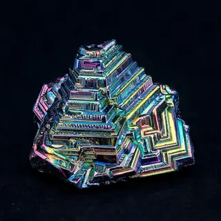 A specimen of bismuth crystal showing accurate iridescent ox