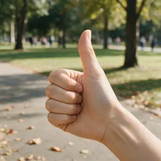 A hand giving a thumbs-up with four fingers curled and thumb