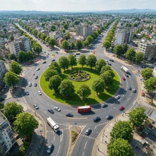 An aerial bird's-eye view looking straight down at a traffic