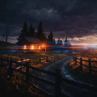 A cinematic frame with blue and orange anamorphic lens flare