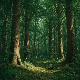 A forest scene where the foliage is precisely #2D5F2D (dark 