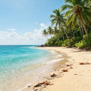 A tropical beach scene with no people