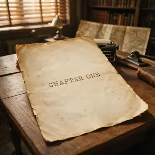 The word 'CHAPTER ONE' typed on aged paper with a vintage ty