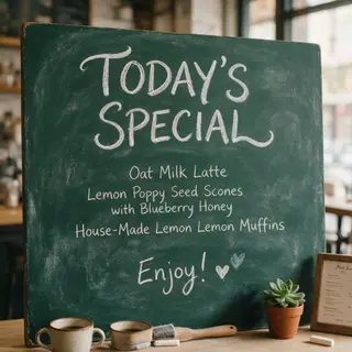 The phrase 'TODAY'S SPECIAL' written in white chalk on a dar