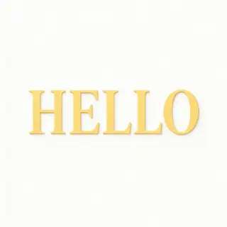 A single large word 'HELLO' centered on a white background