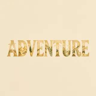 The word 'ADVENTURE' in big bold letters centered on a plain