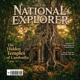 A magazine cover titled 'NATIONAL EXPLORER' with cover lines