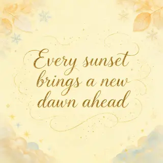 'Every sunset brings a new dawn ahead' written neatly on a p