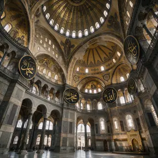 The Hagia Sophia interior showing the massive central dome, 