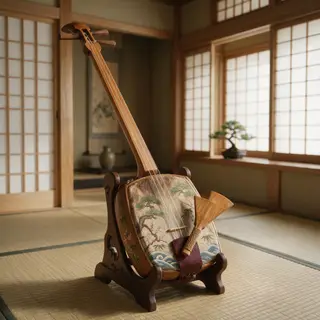 A traditional Japanese shamisen instrument with accurate thr