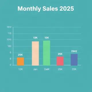 A bar chart showing monthly sales for January through June w