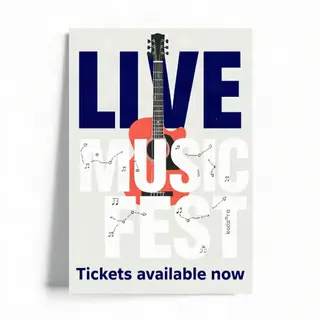 An event poster featuring a guitar illustration, the headlin
