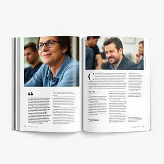 A magazine double-page spread with a left page containing a 