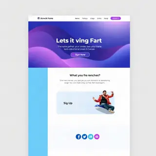 A landing page design with a hero header image at the top, a