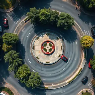 An aerial bird's-eye view looking straight down at a traffic