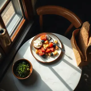 A food photograph shot from above at 35mm f/2.8 with natural