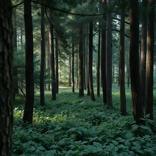 A forest scene where the foliage is precisely #2D5F2D (dark 