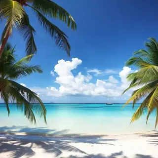 A tropical beach scene with no people