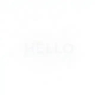 A single large word 'HELLO' centered on a white background