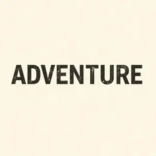 The word 'ADVENTURE' in big bold letters centered on a plain