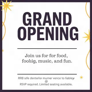 A flyer with large title 'GRAND OPENING', subtitle 'Join us 
