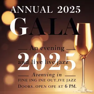 An event banner with headline 'ANNUAL GALA 2025' at the top 