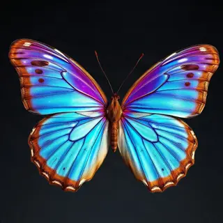 A Morpho menelaus butterfly with accurate iridescent blue do