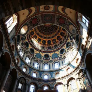 The Hagia Sophia interior showing the massive central dome, 